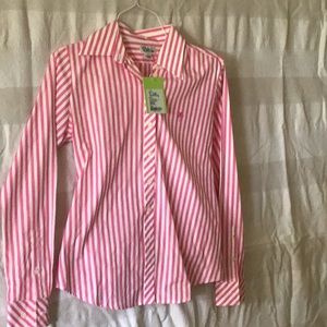 Lilly Pulitzer pink and white stripe shirt
